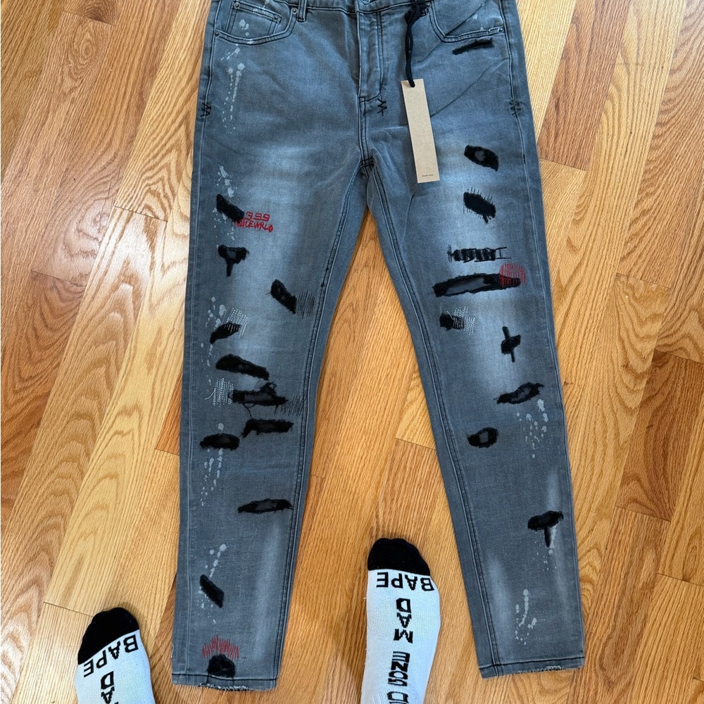 Ksubi Gray Distressed Skinny Jeans